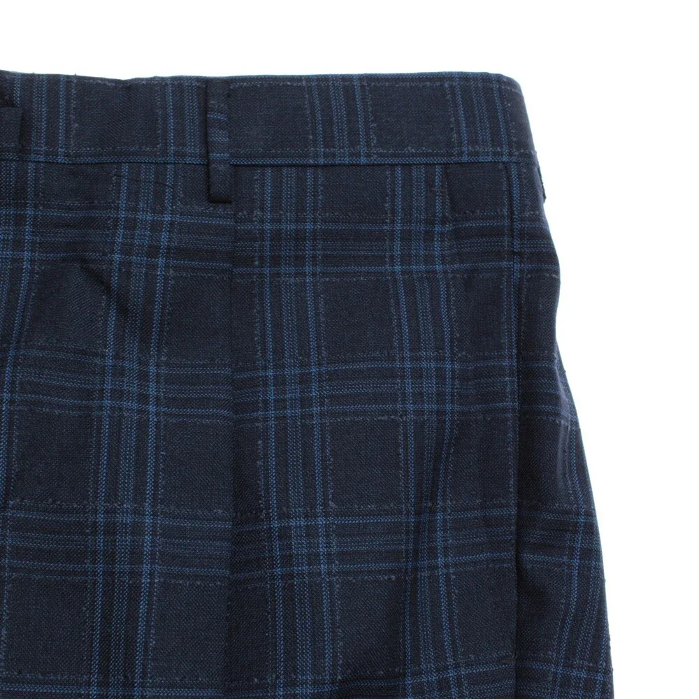PT Torino NWT Dress Pants Size 46 (30 US) In Blue Plaid 100% Wool Gentleman - Picture 4 of 15
